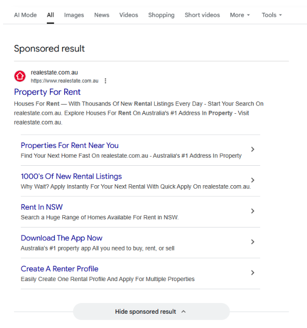 Screenshot Of Google Ad On Search